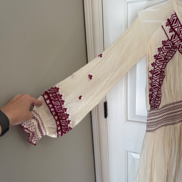 Free People Neo Folk Embroidered boho midi Dress elastic waist 33967 - Picture 8 of 15